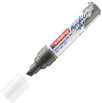 edding 5000 Acrylmarker breit - grau - 1 Acrylstift wasserfest - breite Keilspitze 5-10 mm - Acryl Farben zum Malen auf Leinwand, Malpapier und Holz - Acrylstifte für Steine
