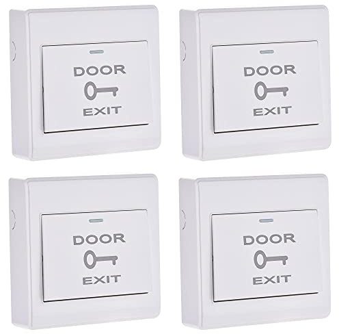 uxcell Push to Exit Button Release Switch Door Access Control System PC Panel 86mmx86mm 12V 3A White 4 Pcs