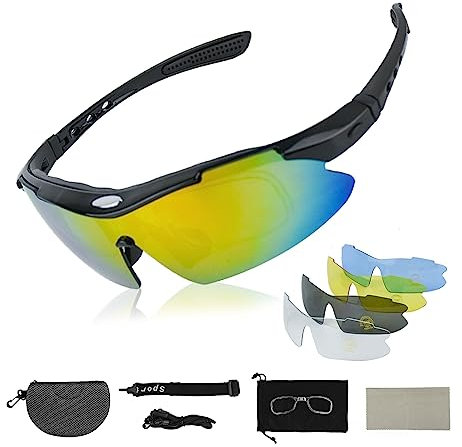 Zequech - Gafas de ciclismo polarizadas, 5 funciones diferentes de escena, lentes intercambiables, para deportes al aire libre, desmontable, para conducir, noche, lluvia, pesca de baja visibilidad