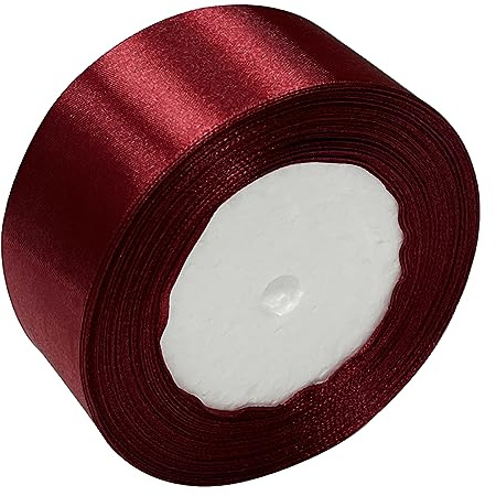 Haobase Satinband, 40mm × 22m Doppelseitiges Polyester Geschenk Geschenkband zum Basteln Weihnachten Valentinstag Sträuße DIY Nähen Projekt Kuchen Hochzeit Party Dekoration (Wine Red)
