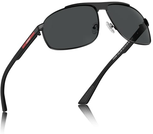 CARFIA Polarisierte Sonnenbrille Herren Metallrahmen 100% UV400 Fahrradbrille Quadratisch Pilotenbrille Outdoor Wandern Reisen Blendschutzbrille CA5386