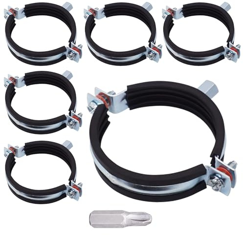 SKIR'CO (6 pezzi) Staffe per tubi con rivestimenti in gomma per tubi da 75-80 mm, morsetti per tubi, supporti per tubi per montaggio a parete e soffitto