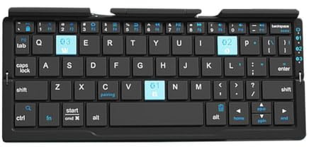 FATASH Foldable Bluetooth Mini Keyboard Portable Pocket Size Wireless Rechargeable BT Travel Set Compatible for Android & IOS Phone, Tablet, Laptop, PC, TV for Working Professional & Student (Black)