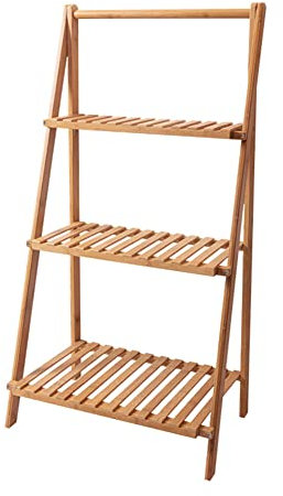 Support de plante d'échelle en bambou, support d'étagère d'affichage de pot de fleur pliable, pour le salon de balcon de patio de jardin extérieur d'intérieur,3 floors