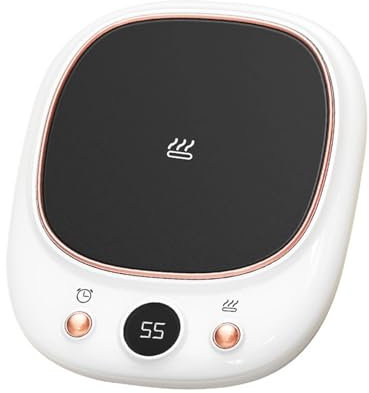 Self Heating Coffee Mug，Mug Warmer, Smart Coffee Warmer with Auto Shut Off Timer, Coffee Mug Warmer with 3-Temp Setting, Coffee Cup Warmer for Milk/Tea/Coffee, Coffee Warmer for Desk (White)