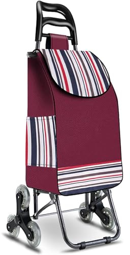 Carrello della Spesa Pieghevole Carrello della Spesa a 6 Ruote, 3 Ruote su Ogni Lato, Carrello della Spesa Cestino per Salire le Scale, Passeggino e Carrello da Mercato Pieghevoli (Color:C)