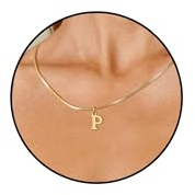 14K Vergoldet Kette Damen mit Buchstaben Geschenke für Frauen Mädchen | Halskette mit Buchstaben A-Z Necklace Women Anhänger Buchstaben Kette Silberkette Goldkette
