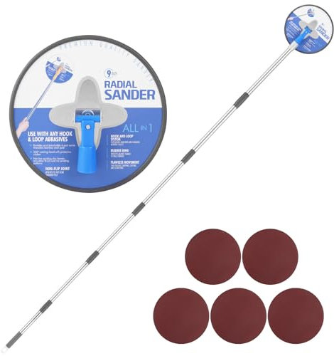 Drywall Pole Sander,30 to 86 Inch Circular Sander with Adjustable Extension Pole, Manual Hand Drywall Sander for Walls and Ceilings, Includes 5pcs Sanding Sheets (80, 100, 120, 180, 240 Grit)