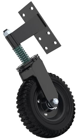 Zaun-Tor-Laufrad, Federbelastetes Tor-Laufrad, Tor-Stützrad, Schwenkbare Tor-Laufrolle, Universal-Gummi-Rolle, 600 Lb Tragfähigkeit (BLACK)