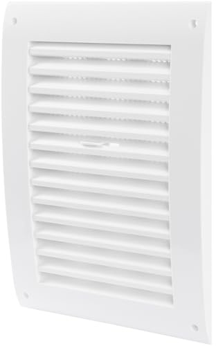 Repa Market White Adjustable Plastic Ventilation Grill 250 x 170 mm / 9.84 x 6.69 Inch - Louvered Air Vent Covers for Walls, Ceiling Outside and Inside - Bathroom, Shed Vent Cover with Mesh Screen