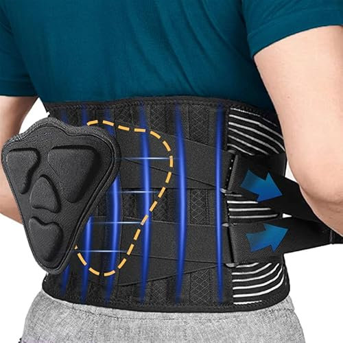 YISAILU Faja Lumbar Para Hombre y Mujer con almohadilla lumbar 3D extraíble, Cómodo y transpirable Lumbar Soporte con 6 Varillas, Ajustable Faja Lumbar