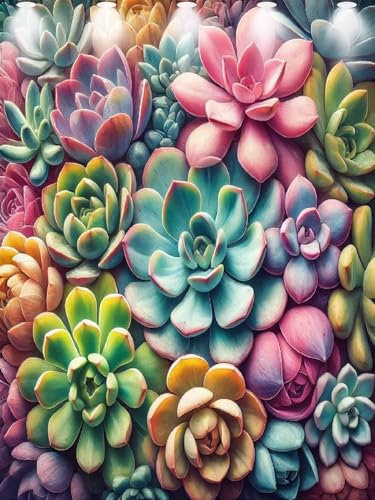 Botanik Diamond Painting Erwachsene, 5D DIY Sukkulent Diamant Painting Bilder für Kinder, Malen nach Zahlen Diamant Anfänger, Daiments Bastelset Set Malerei Stickerei Geschenke Wanddeko 30x40cm Y-491