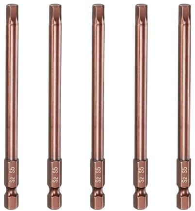 QUARKZMAN 5 Pcs Llave Brocas 5Mm (H5) Métrica 1/4 Hexagonal 4 (100Mm) Longitud Acero S2 Brocas Magnéticaes de Impacto Grado Industrial Brocass de Taladro Eléctrico Hexagonal