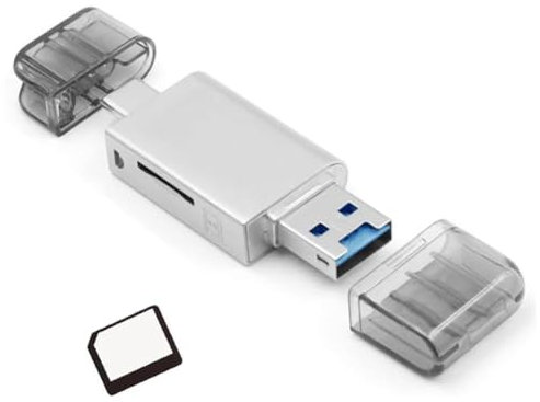Breeshy Adaptateur de Lecteur de Carte Mémoire Nano et Carte SD TF vers USB C et USB 2.0 Plug & Play