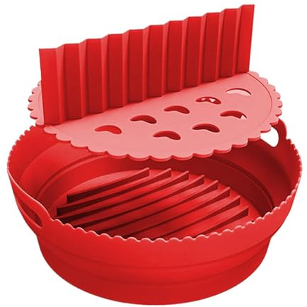 Liner de silicona para freidora, reutilizable – Redondo de silicona para freír | fryer Accesorios con divisores de alimentos para el hogar, restaurante, dormitorio