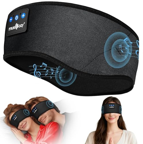 MUSICOZY Cooling Sleep Headphones Bluetooth Headband for side sleepers | Ultra-Soft Breathable Sleeping Headphones for Hot Nights & Better Sleep,No Ear Pressure,Bluetooth 5.4,16H Playtime