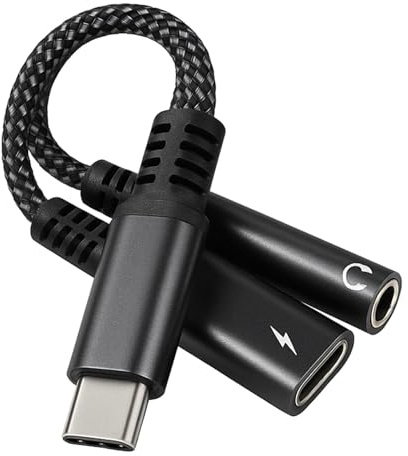 Lunpoem Adaptateur USB C Jack 3.5mm avec Charge Rapide PD 60W, Convertisseur Type C Audio HiFi DAC, Adaptateur 2en1 USB C vers Casque et Chargeur 3.5mm, Prise Type C vers AUX 2 en 1 Universel