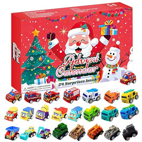 Calendario 'Avvento Natale | 24 Giorni Calendario del Conto alla Rovescia di Auto da Cantiere - Giocattoli Auto Bambino Figlio Casa Creche Viaggi Libero Fete