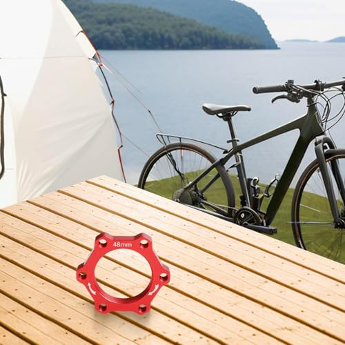 6 Bolt Hole Disc Brake Adapter with Rotary Hub Flange Base for Bicycle Mountain Bike Made from Hardened Aluminum Alloy for Lock Nut Applications (48mm Red)