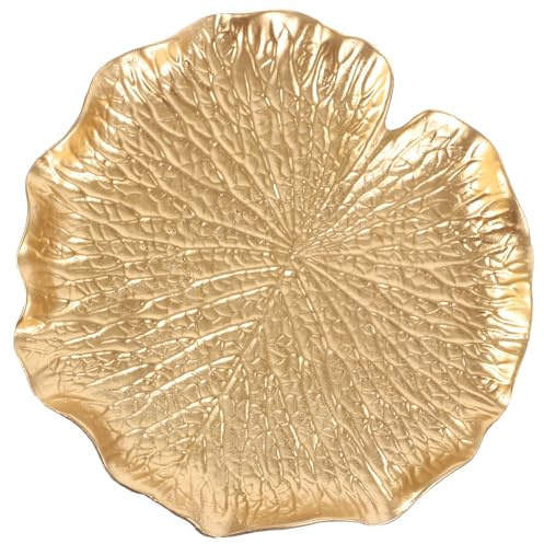 Shop Vintage Design Gold Charger Plates, European Style Leaf Shaped Jewelry Organizer Tray, Gold Metal Trinket Dish for Rings and Earrings, Vintage Vanity Display Plate for Home Storage