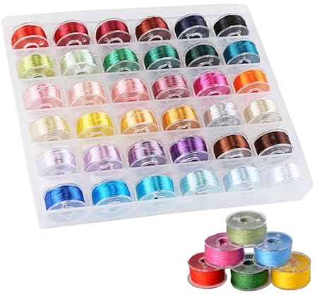 36 Pcs Bobbin Thread Sewing Bobbins, Class‑15 Type‑A Sewing Machine Thread | Sewing Machine Bobbins, Prewound Bobbins Sewing Thread with Case for Handheld Sewing Machine, Embroidery Machine