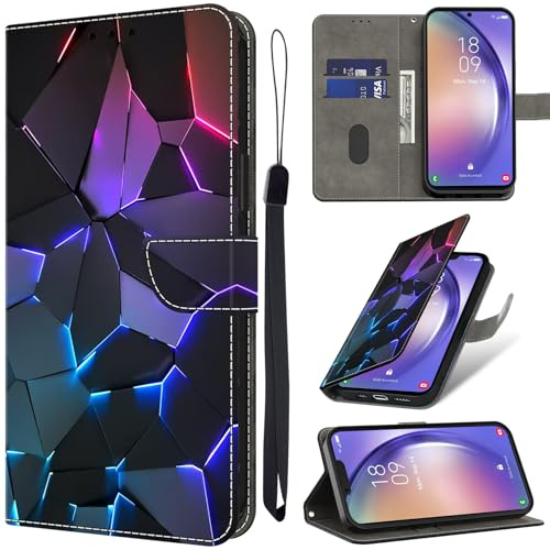 YiChZhe Étui de protection à rabat en cuir synthétique pour Xiaomi Redmi Note 15 5G/4G - Avec compartiment pour cartes et support - Bleu fissuré