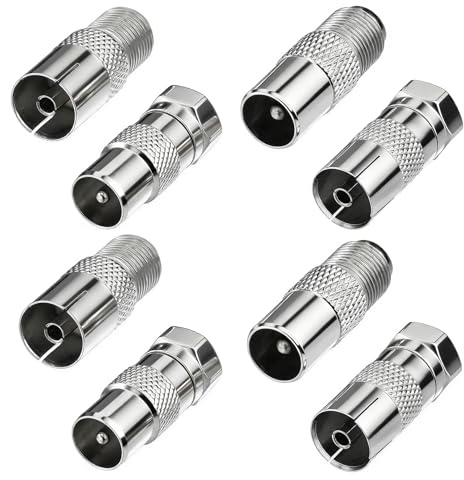 8 Stück Koaxialkabel Verbinder F Stecker Sat Kabel Verbinder TV-Antennenstecker SAT Adapter Verbinder F-Typ-Koaxialadapter Antennenadapter Koax Stecker für Satellitenkabel Antennenkabel BK Anlagen