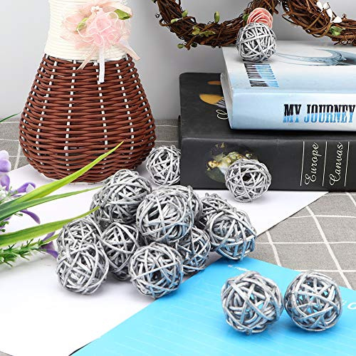 Aumotop Ornements de Boule de Rotin Bricolage Joli Vase Plafond Mural Guirlande Décoration D'éclairage d'arbre, 20 Pièces Boules Rotin Naturel écologiques pour Salon Magasin Fête Mariage (Blanc)