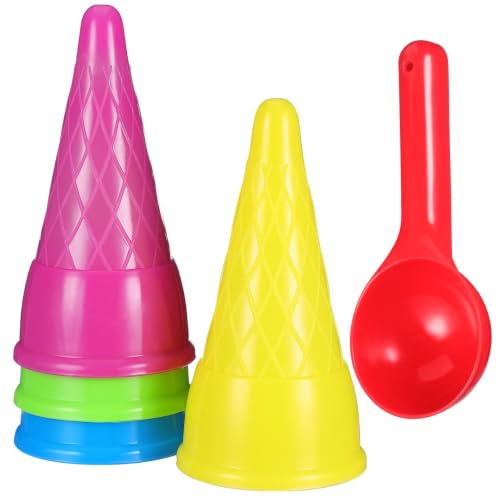 Angoily 5pcs Plastic Ice Cream Cone Beach Toys for Kids Sand Toy Set
