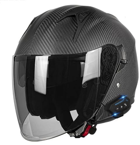 Caschi Jet E Demi-Jet Moto Bluetooth Casco Mezzo 3/4 Fibra Di Carbonio DOTECE Omologato Con Doppia Visiera Aperto Casco Retrò Moto Caschi Cromwell Per Adulti Elmetto Scodella