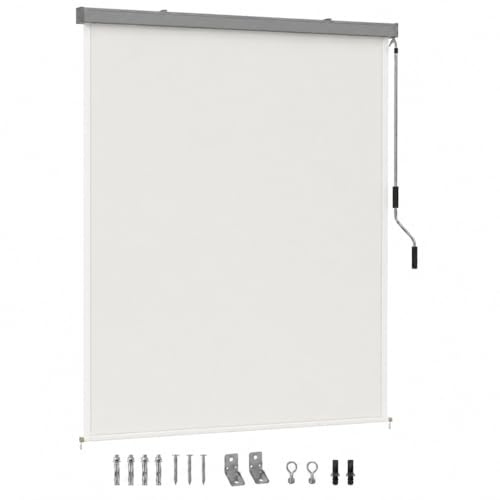 Ollewiellan Toldo vertical 140 x 250 cm, estores enrollables para exterior con manivela, cassette de aluminio y poliéster recubierto de PU de 280 g/m², protección solar y visual repelente al agua para