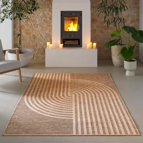 Taracarpet Borneo Talco Outdoor Teppich – Wetterfester Indoor & Outdoor Teppich im Sisal- Jute-Look für Balkon, Terrasse, Garten, Wohnzimmer & Esszimmer, pflegeleicht beige 140x200 cm