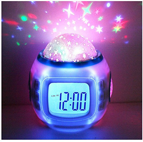 TKMARS Bambini Sveglia Wake-up Light LED Cielo Stellato Calendario sveglia Led Nightlight Calendario Termometro per Bambini Ragazze Camera da letto