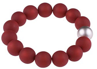 Adi-Modeschmuck Polaris Armband Fiona, 14mm große original italienische Polarisperlen mit einer Akzentperle in metallic Silber, handgefertigt in Berlin (Bordeaux)