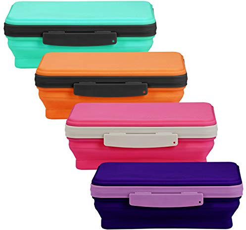 Det är Academic Flexi förvaringslådor med lock, hopfällbart pennfodral för hantverk och skolmaterial, 4-pack, blandade