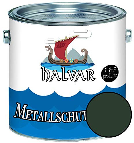 Halvar Metallschutzlack SEIDENMATT Grün RAL 6000-6037 Metallfarbe besonders robuster Kunstharzlack Wetterbeständig & perfekter Langzeitschutz Metall (1 L, RAL 6009 Tannengrün)