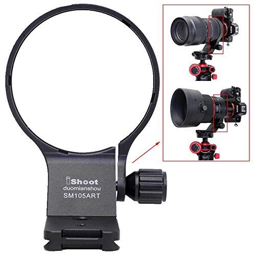 iShoot 82 mm Objektivmanschette Stativhalterungsring kompatibel mit Sigma 100–400 mm f/5–6.3 DG DN OS & 105 mm f/1.4 DG HSM Art, Objektivstützhalterung, Unterseite ist Arca-Swiss Fit