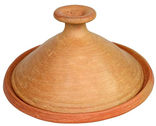 Tajine marocain en terre cuite non émaillée Diamètre 35 cm Convient pour cuisiner un plat pour 4 à 5 personnes Plat sans substances nocives, fabriqué à la main à Marrakech