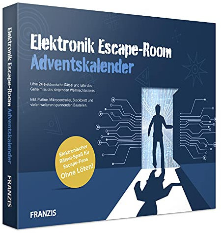 FRANZIS 67154 - Calendario de Adviento electrónico Escape Room, 24 días de diversión electrónica de rompecabezas, sin soldadura, incluye libro de 40 páginas