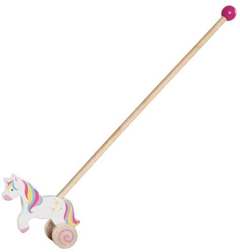 Goki 54869 Schiebe-Einhorn, Holz, Höhe 17 cm
