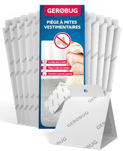 Gerobug® Kleidermottenfalle 10 Stück - Mottenfalle Kleidermotten mit 3 Monate Wirksamkeit - Motten-Falle mit Pheromonlockstoff - Schnell & einfach Mottenbefall kontrollieren -Gelbsticker, Gelbtafeln