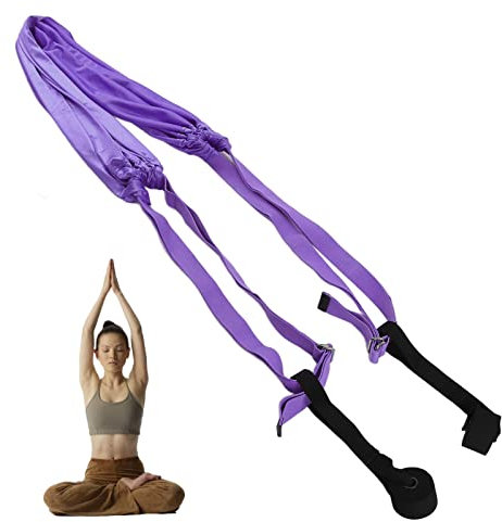 Natudeco Aerial Yoga Hängematte Yoga Training Schaukel Set Yoga Sling Inversion Tool Aerial Flying Dance Swing Handstand Split Leg Elastic Straps für Gym Home Fitness Pilates Flexibilität(Lila)