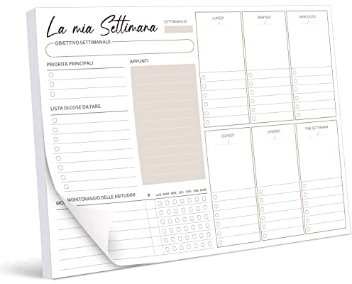 BIROYAL Planner Settimanale 2026, Planning Settimanale da Tavolo A4 (50 Fogli), Strappabile, Agenda Appuntamenti, Calendario Settimanale da Tavolo, Weekly Planner