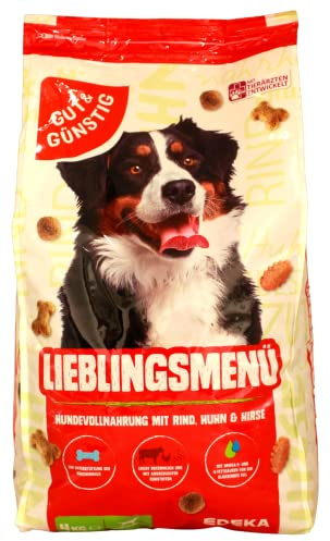 Gut & Günstig Lieblingsmenü Hundevollnahrung mit Rind, Huhn und Hirse, 4er Pack (4 x 4 kg)