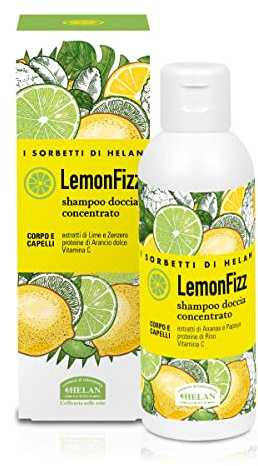 Helan, I Sorbetti LemonFizz - Champú y Baño de Burbujas para Hombres y Mujeres Perfumado con Extractos de Lima y Jengibre, Champú y Gel de Ducha para Cuerpo y Cabello, 150 ml