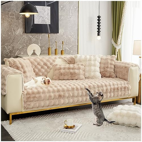 NNSMUN Sofabezug Anti Rutsch 1 2 3 4 Sitzer Couchbezug, Universelle rutschfeste Couch Bezug L-Form Sofaschoner Katze, Sofa Überwurf (Khaki,90x160cm)
