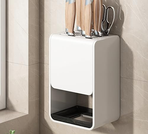 Rangement de Couteaux Polyvalents sur Tablette de Cuisine, Porte-Couteaux Blanc (comptoir/Double Usage)