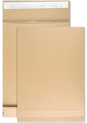 Netuno 20 x braune Faltentaschen DIN B4 250× 353 mm 130g Kapazität-Versandtaschen haftklebend ohne Fenster Falten-Umschläge Briefumschläge B4 mit Bodenfalte Brief-Kuverts mit Falten Umschlagtaschen