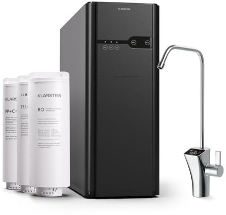 Klarstein Reverse Osmosis Water Filter System For Home, 400GPD Under Sink Water Filter System, 5-Stage Filtration, 3 Filters, Achieves 99.99% Purity, Tankless Design, Fast Setup RO