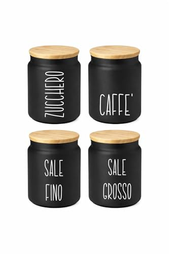 Generico Set Adesivi Barattoli Cucina - Zucchero, Sale Fino, Sale Grosso e caffè Personalizzato Handmade